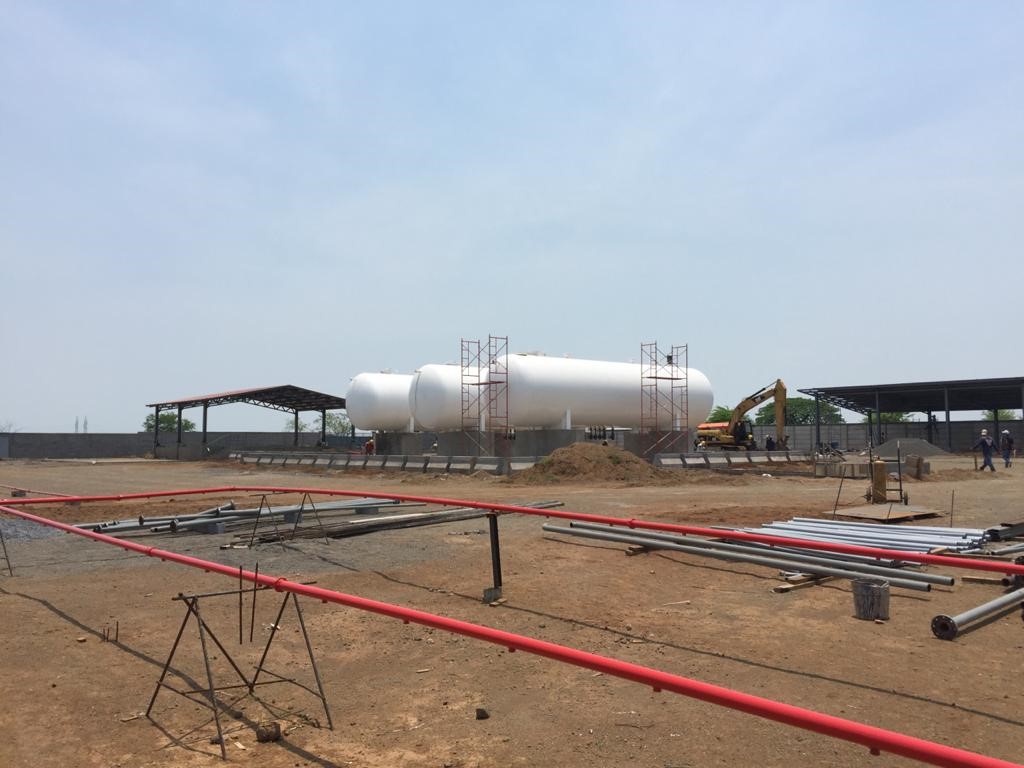 Planta envasadora de gas que se construía en Nicaragua con inversión de Tomza Guatemala. (Foto, Prensa Libre: Cortesía Fernando Carreon/Tomza Centroamérica).