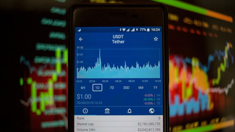 Un tether vale US$1 aproximadamente.