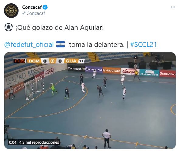 La cuenta oficial de Concacaf publicó una bandera de Nicaragua en lugar de Guatemala y esto generó todo tipo de comentarios en Twitter. Foto Prensa Libre: Captura de pantalla.