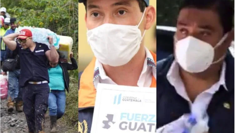 Funcionarios y empleados de gobierno utilizaron los daños que dejó Eta para figurar en las redes sociales. Fotografía: Prensa Libre.