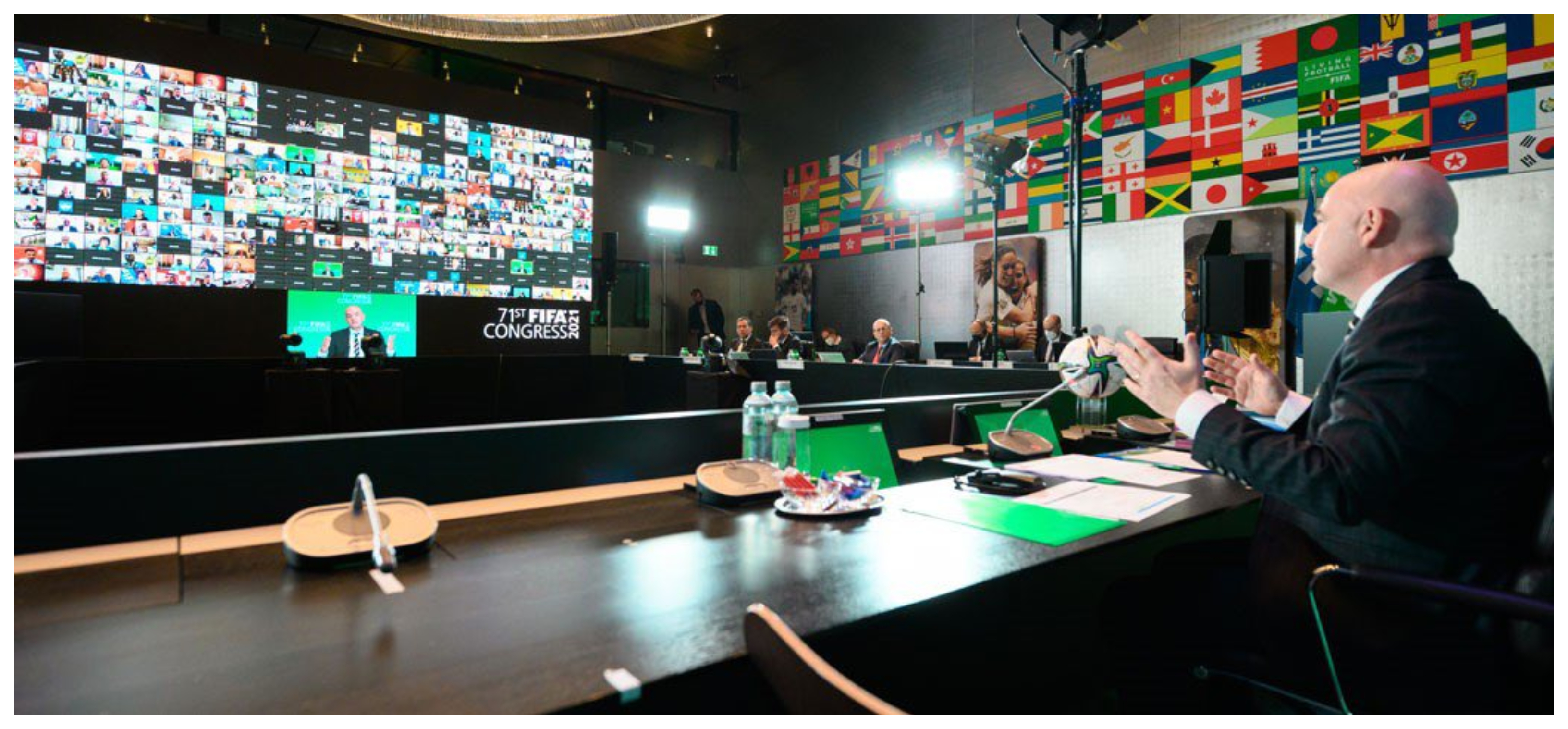 El presidente de la Fifa, Gianni Infantino, durante el congreso que se llevó a cabo en forma virtual. Foto Prensa Libre: Fifa.com
