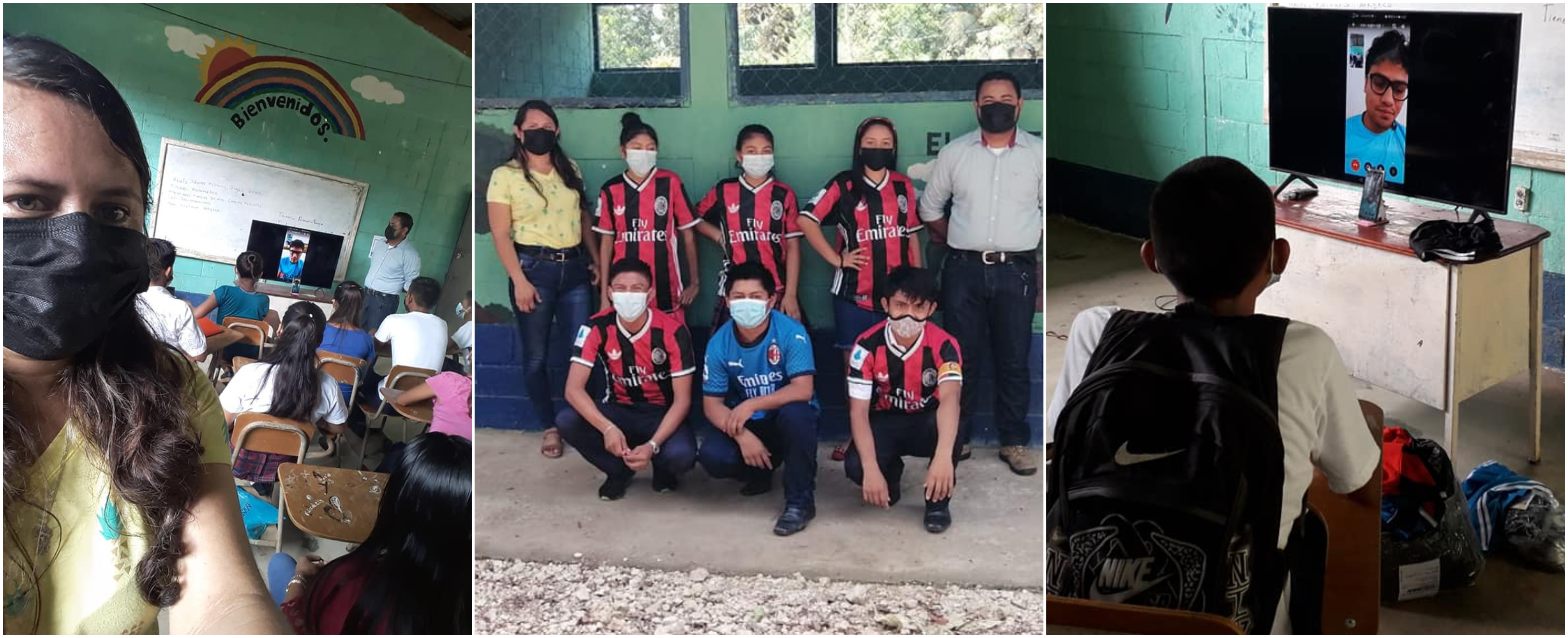 Lester Martínez compartió en forma virtual con alumnos de un instituto básico de La Libertad, Petén. Foto Prensa Libre: Facebook Eduardo Castañeda. 