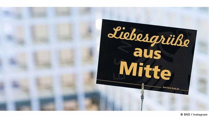 "Saludos cariños desde Mitte", dice esta imagen publicada en Instagram por el BND. "Mitte" es el circuito del Gobierno en el centro de Berlín.