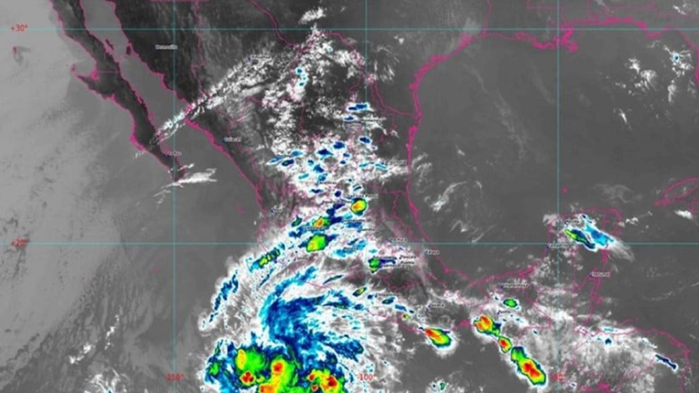 Imagen satelital de la tormenta tropical "Andrés" frente al litoral de Michoacán y Jalisco (Foto: Conagua Clima/SMN)
