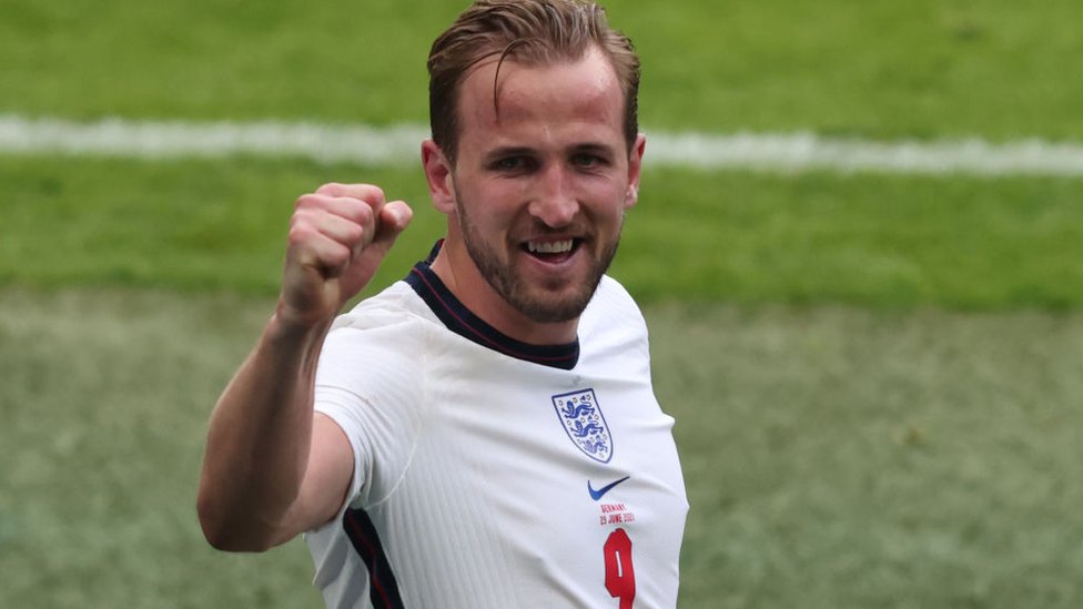 Harry Kane celebra el segundo gol ante Alemania este martes en Wembley.