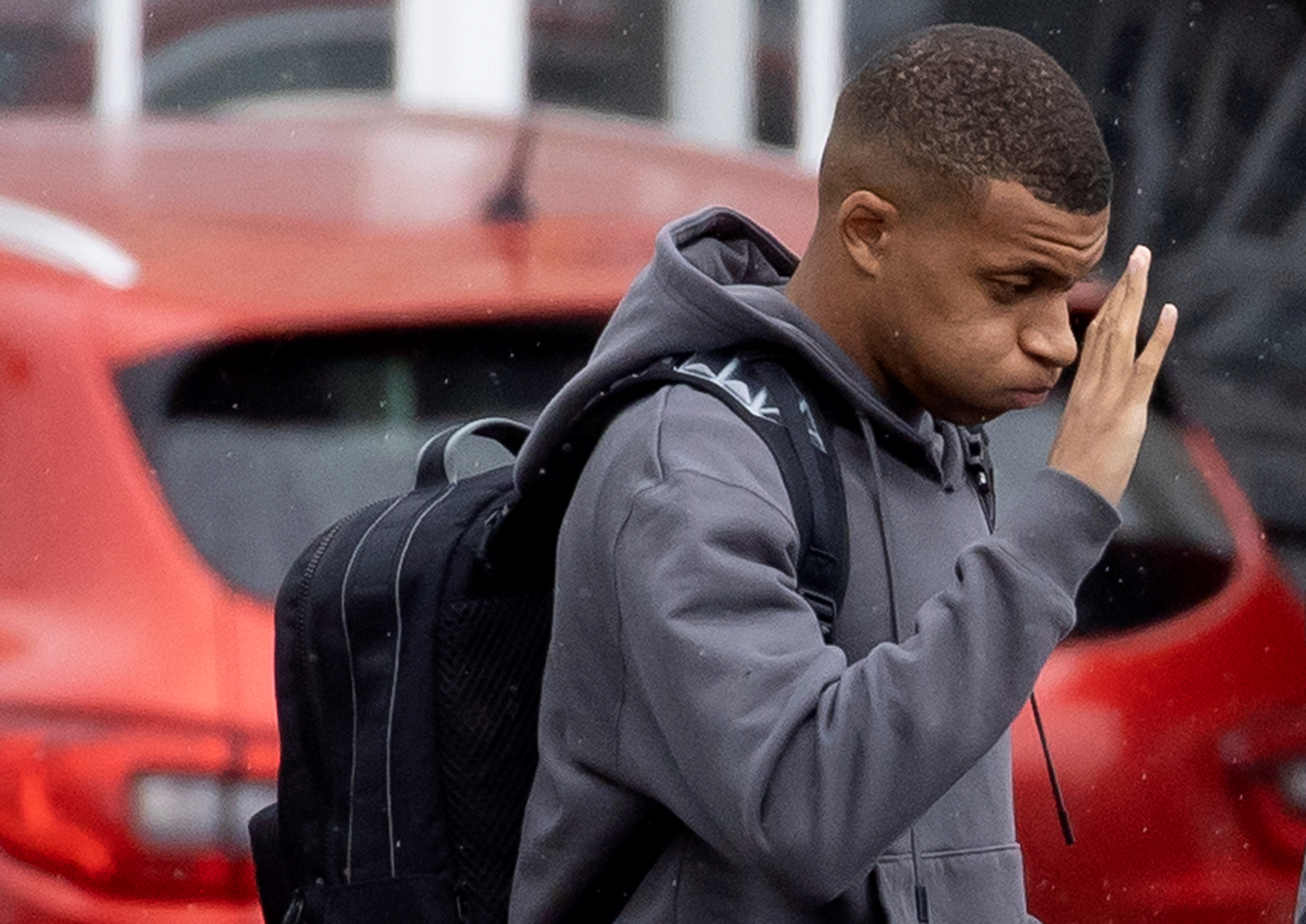 Le Bourget (France France), 01/01/2000.- French striker Kylian Mbappe walks out of Le Bourget airport as the French national soccer team returns to France, in Le Bourget, outside Paris, France 29 June 2021. France was knocked out of the UEFA EURO 2020 after losing its round of 16 soccer match aganist Switzerland. (Francia, Suiza) EFE/EPA/IAN LANGSDON
