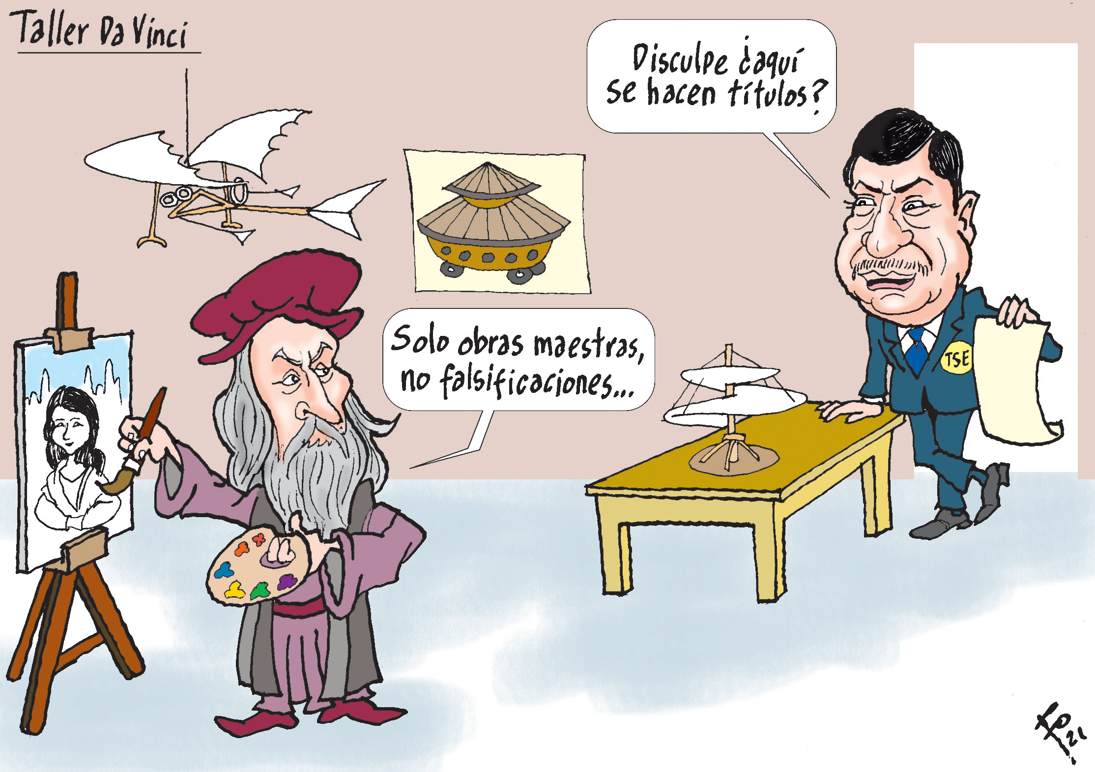 Personajes: Leonardo Da Vinci y Arnulfo Rojas.