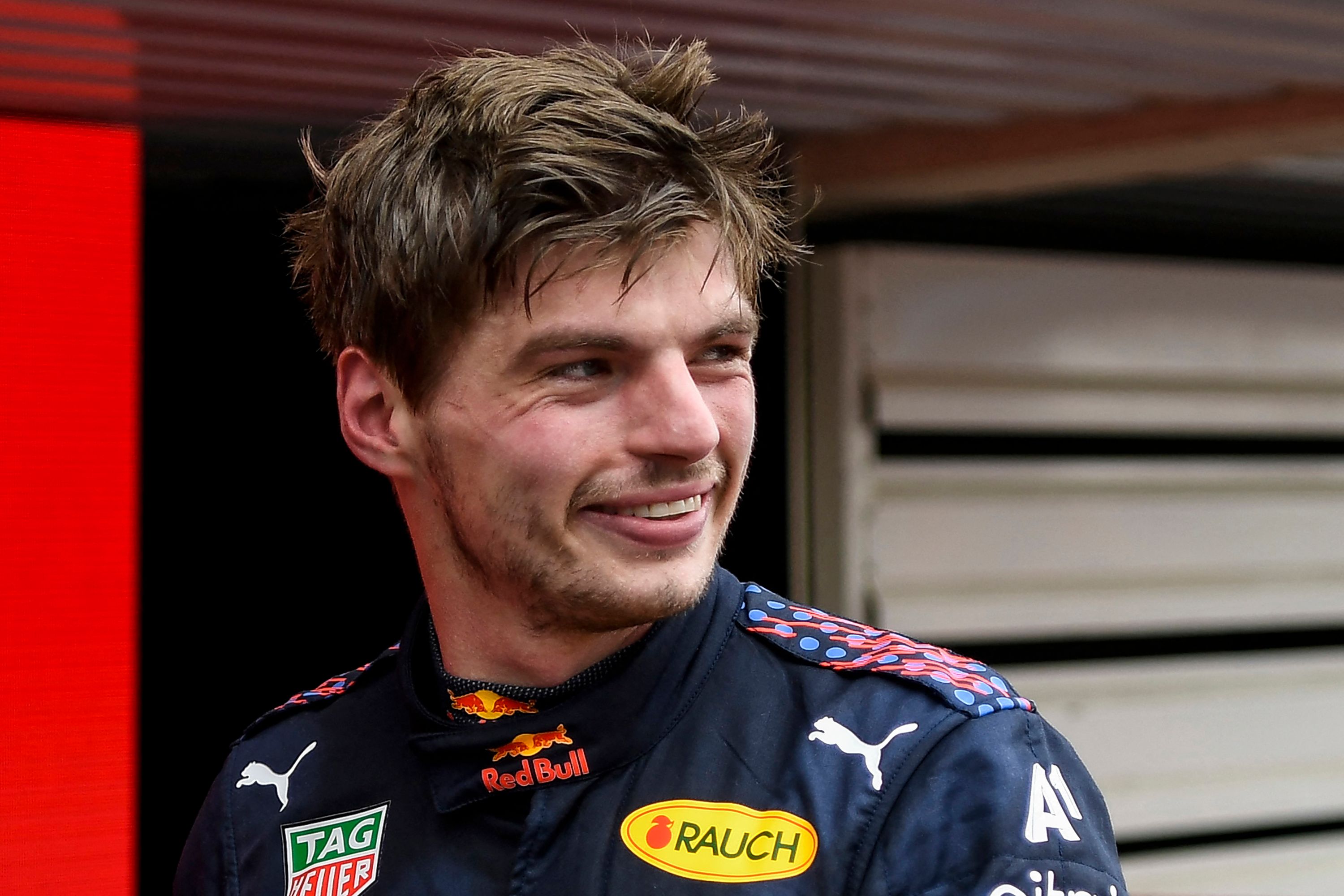 Winner Red Bull's Dutch driver Max Verstappen reacts after crossing the finish line during the French Formula One Grand Prix at the Circuit Paul-Ricard in Le Castellet, southern France, on June 20, 2021. (Photo by NICOLAS TUCAT / POOL / AFP)