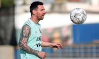 This handout picture released by the Argentinian Football Association (AFA) shows Argentine forward Lionel Messi during a training session in Brasilia, on June 20, 2021. (Photo by - / Argentinian Football Association / AFP) / XGTY / RESTRICTED TO EDITORIAL USE - MANDATORY CREDIT "AFP PHOTO / AFA" - NO MARKETING NO ADVERTISING CAMPAIGNS - DISTRIBUTED AS A SERVICE TO CLIENTS