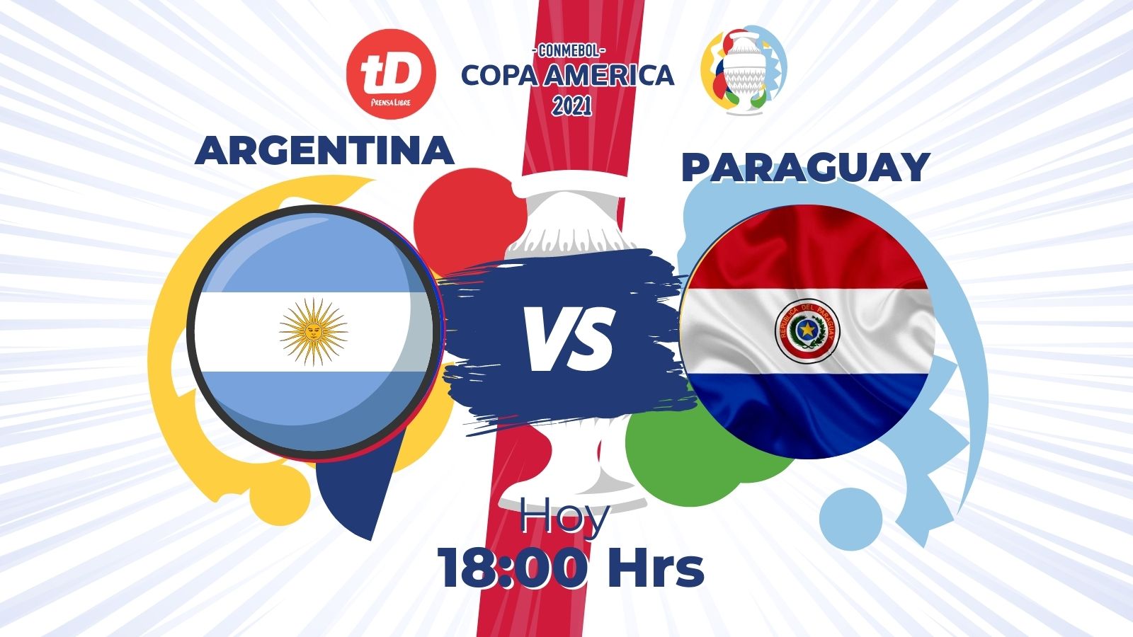 Argentina y Paraguay chocan en duelo por la Copa América 2021. (Foto Prensa Libre).