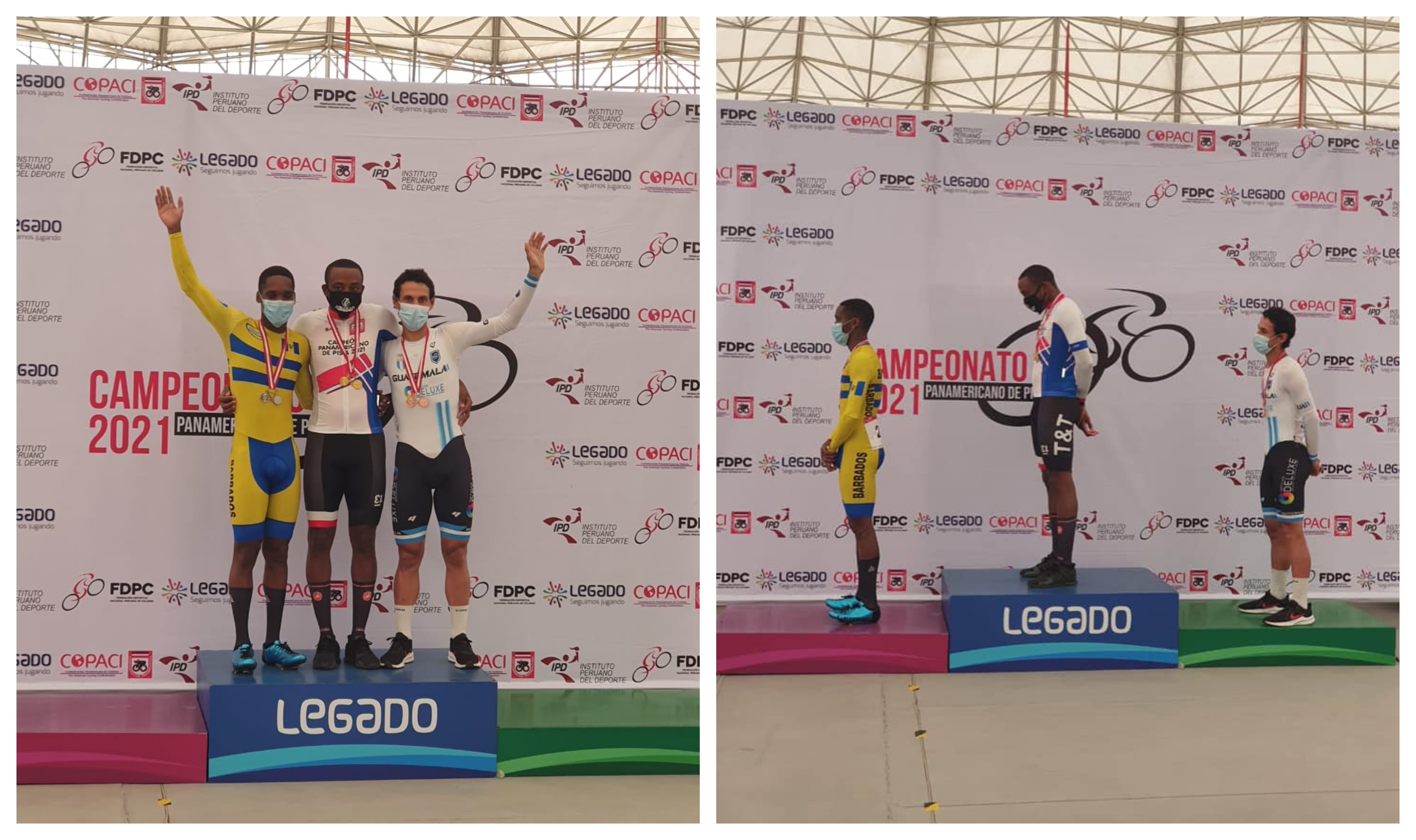 Julio Padilla durante el acto de premiación en el Panamericano de pista. (Foto Federación de Ciclismo).