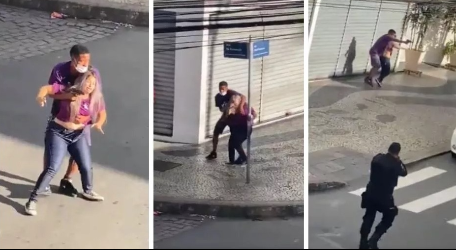 Momentos de terror vivió la mujer que fue tomada como rehén. (Foto captura de pantalla video Twitter/ @favelacaiunofa1). 
