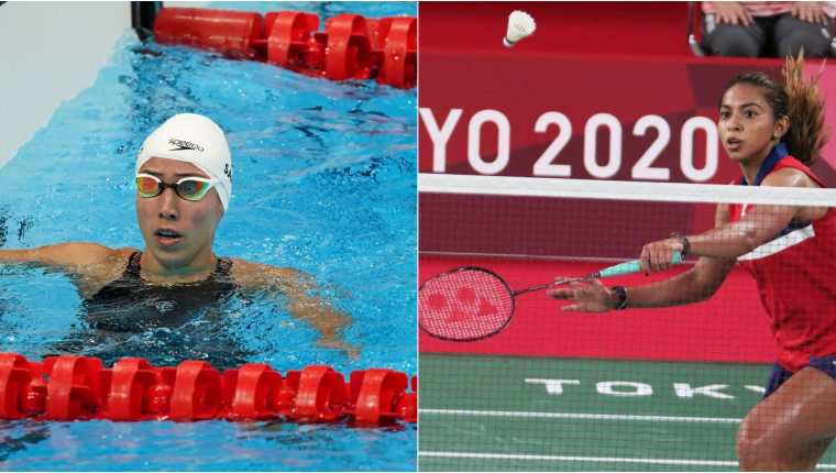 Gabriela Santis, natación; y Nikté Sotomayor, bádminton, compitieron este lunes 26 de julio a las 4 y 3:40 horas de Guatemala en los Juegos Olímpicos de Tokio. Foto Prensa Libre: COG.