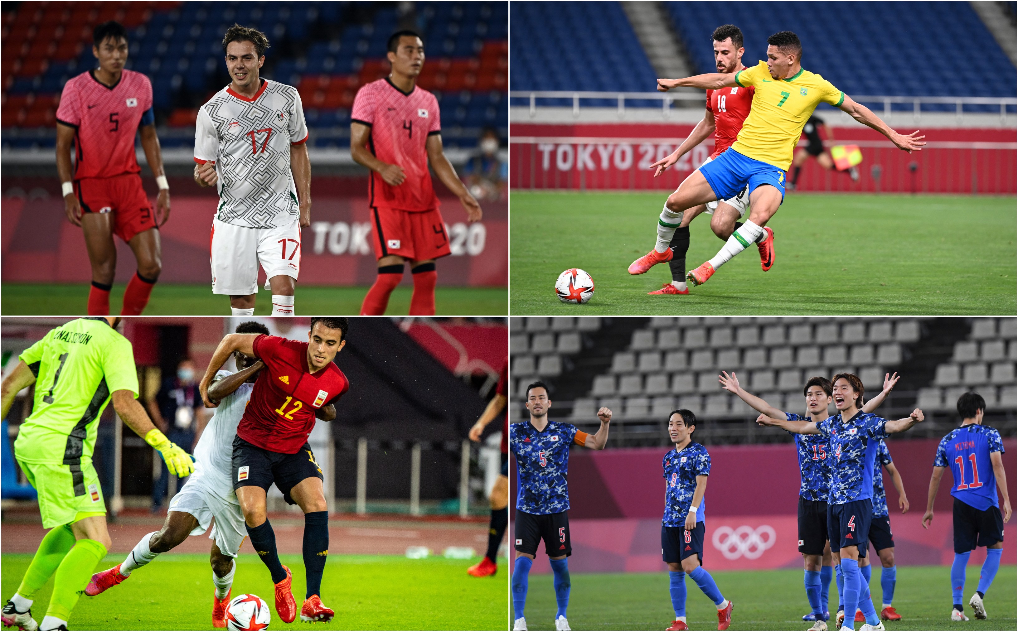 México- Brasil; y España-Japón, definirán a los finalistas del futbol olímpico en Tokio 2020. Fotos AFP.