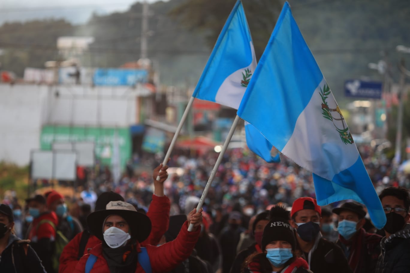 Cuatro Caminos, en Totonicapán, fue uno de los escenarios de las protestas anticorrupción. (Foto Prensa Libre: Carlos Hernández Ovalle) 
