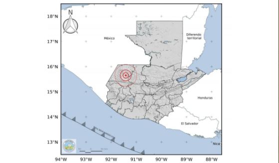 Mapa muestra epicentro del sismo registrado la noche del 17 de julio. (Foto Prensa Libre: Insivumeh)