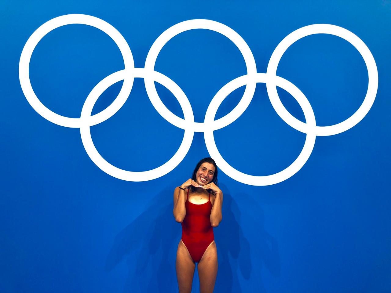 Gabriela Santis se entrenó en el  Tokyo Aquatics Centre, donde el lunes próximo competirá en los 200 metros libres. (Foto COG).