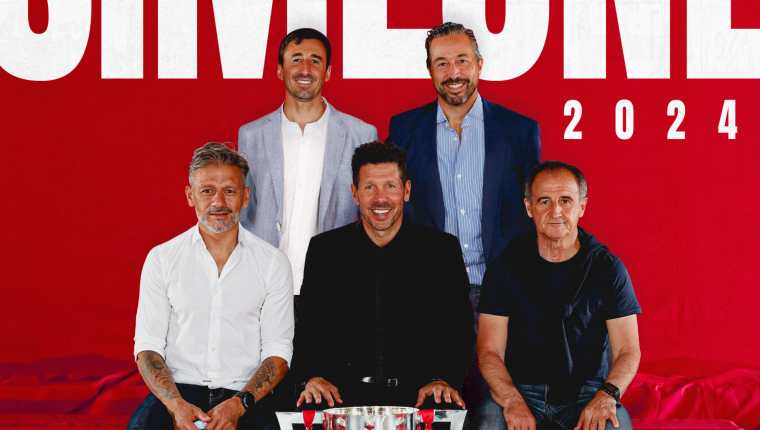 Diego Simeone y todo su cuerpo técnico seguirán al frente del Atlético de Madrid hasta 2024, según oficializó hoy el cuadro madrileño. Foto @Atleti