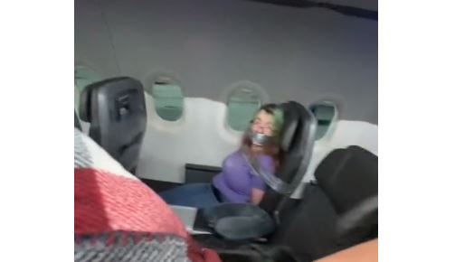 La mujer mordió a una azafata mientras intentaba abrir la compuerta del avión en pleno vuelo. (Foto: TikTok)