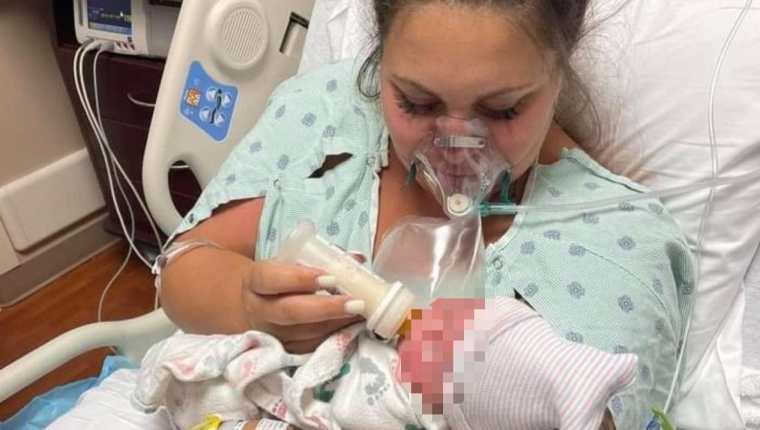  Kristen logró cargar a su bebé por unos instantes. (Foto Prensa Libre: Go Found Me)