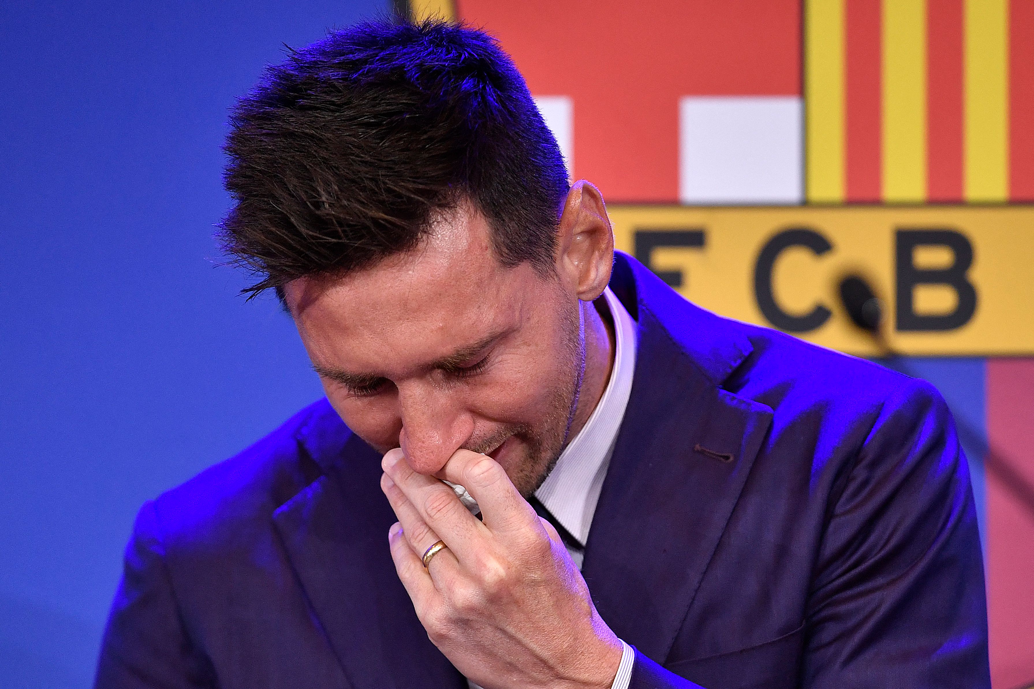 Messi durante su despedida en el Camp Nou (AFP)