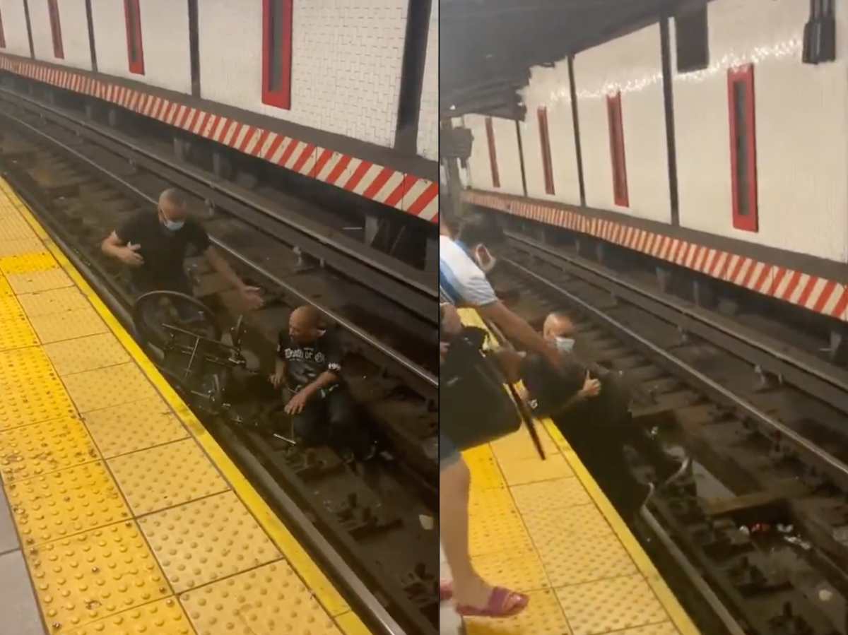 Video: El impresionante momento en que un hombre cae en las vías del metro y es rescatado a segundos de una tragedia