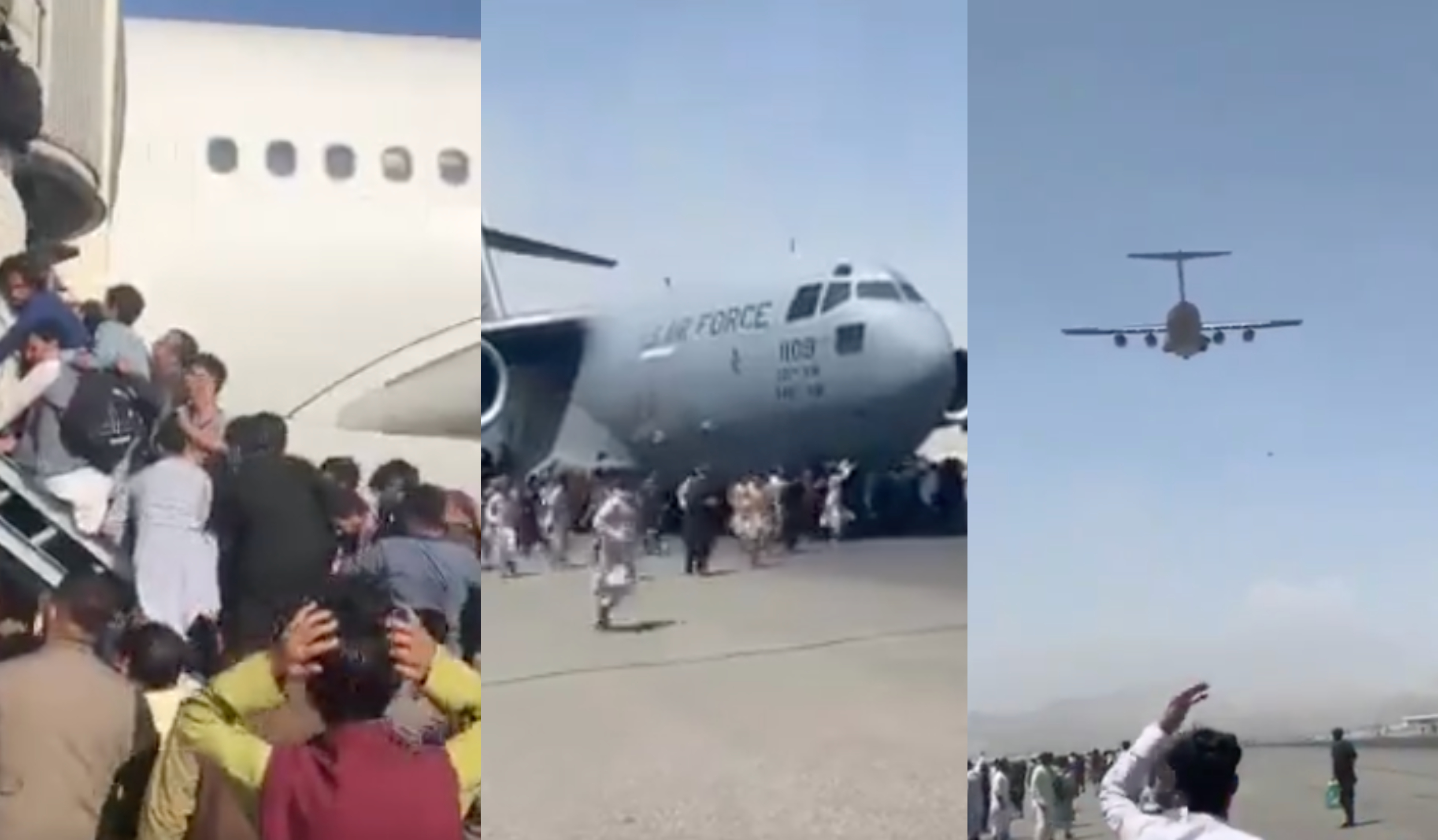 Al menos siete personas murieron este lunes en el aeropuerto de Kabul.(Foto Prensa Libre: Twitter)