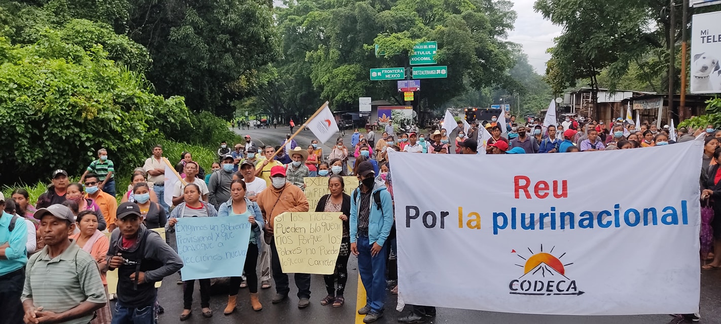Integrantes de Codeca anuncian una serie de manifestaciones para el lunes 9 de agosto en al menos 38 puntos de Guatemala. (Foto Prensa Libre: Codeca)