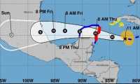 Mapa muestra la trayectoria del huracán Grace. (Foto Prensa Libre: Conred) 