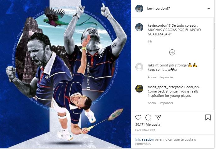 Este es el mensaje que publicó Kevin Cordón en su cuenta de Instagram después de haber alcanzado el cuarto lugar en los Juegos Olímpicos de Tokio 2020.