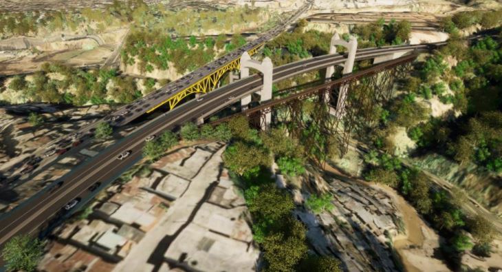 Nuevo puente que se pretende construir a un costado del puente Belice para mejorar la movilidad en la metrópoli. (Foto Prensa Libre: Cortesía Municipalidad de Guatemala)