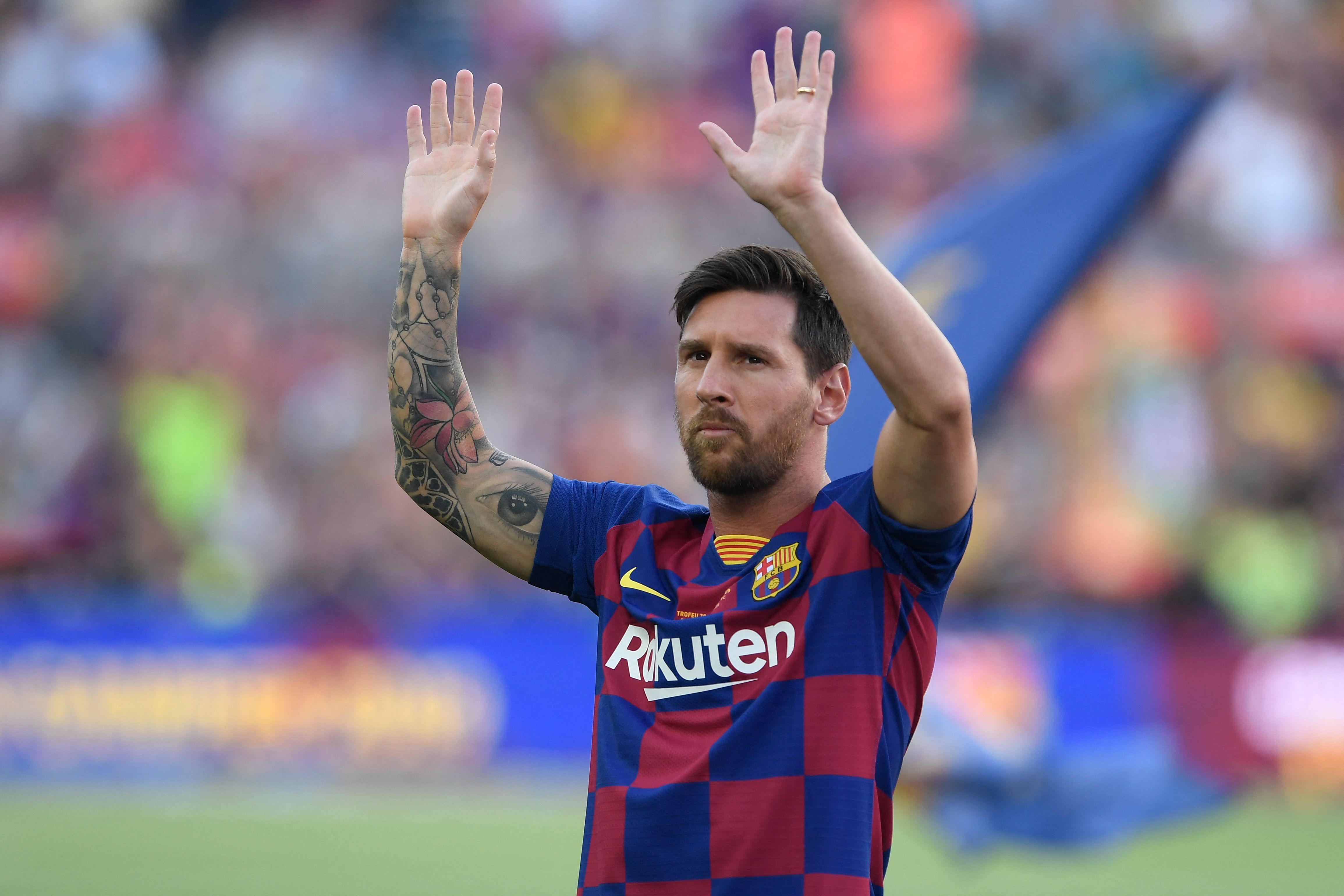 El FC Barcelona ha comunicado en sus redes sociales que el jugador argentino Leo Messi no continuará siendo jugador de la entidad.  (Foto Prensa Libre: AFP)

