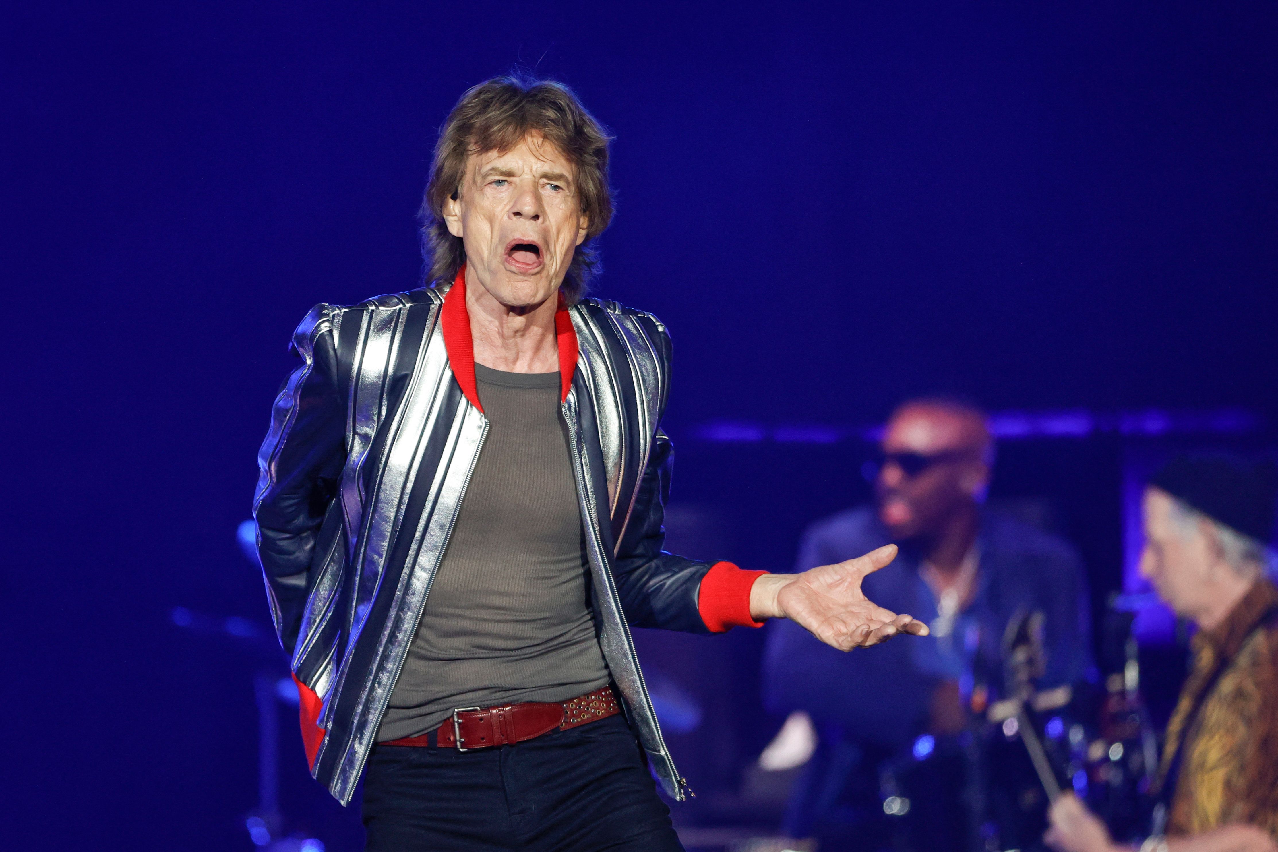 Mick Jagger durante la gira norteamericana de Los Rolling Stones "No Filter" 2021. (Foto Prensa Libre: AFP)