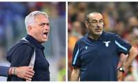 José Mourinho y Maurizio Sarri chocarán este fin de semana en el derbi romano de la Serie A. (Foto Prensa Libre: AFP)