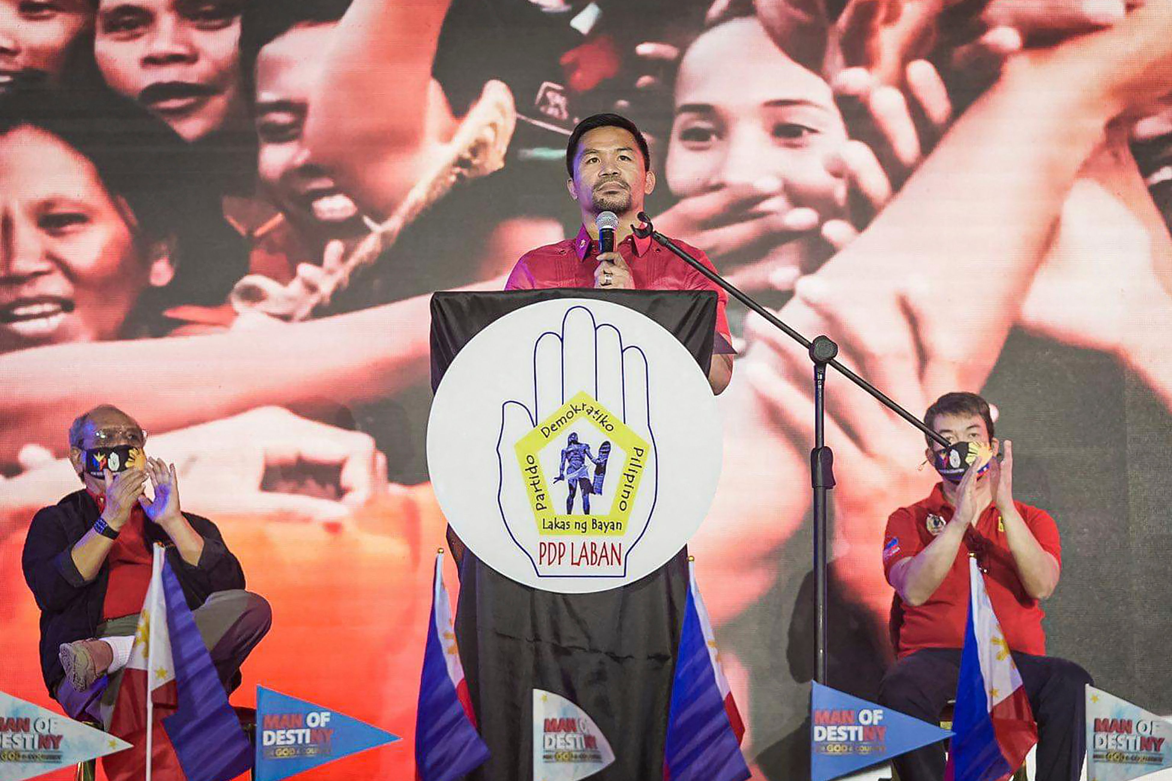Manny Pacquiao anuncia su candidatura para las elecciones presidenciales de Filipinas 2022. (Foto Prensa Libre: AFP)