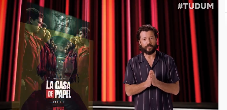 "El Profesor", Alvaro Morte durante el evento Tudum 2021 de Netflix.  (Foto Prensa Libre: Netflix)