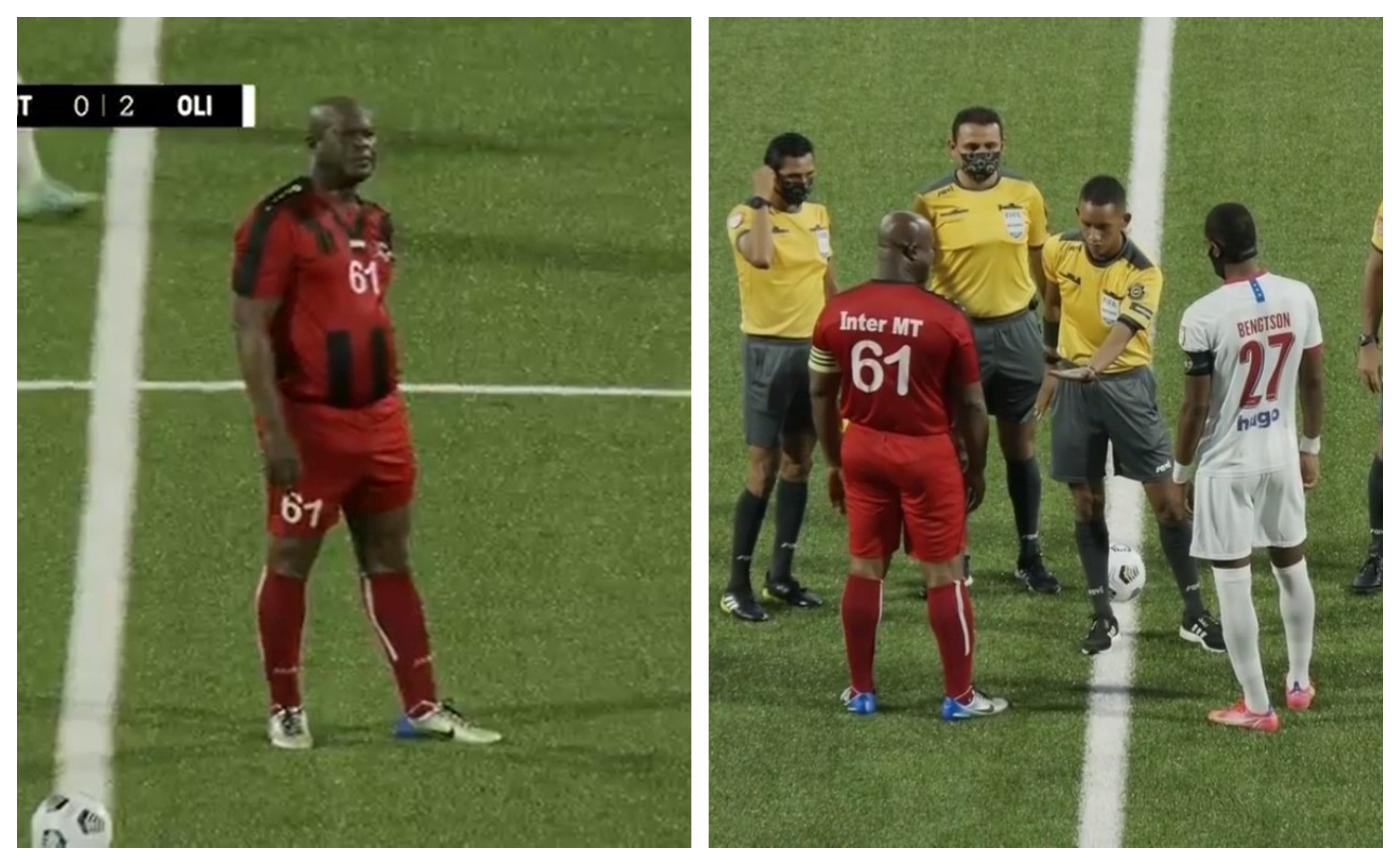 El vicepresidente de Surinam, Ronnie Brunswijk, de 60 años, alineó en el partido de club Inter Moengotapoe en la Concacaf. (Fotos cortesía).