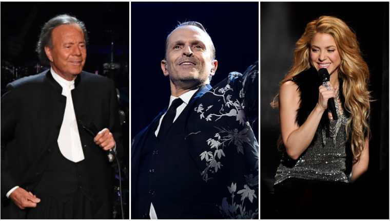 Julio Iglesias, Miguel Bosé y Shakira son algunos artistas que figuran en los Pandora Papers. (GETTY IMAGES/BBC MUNDO)