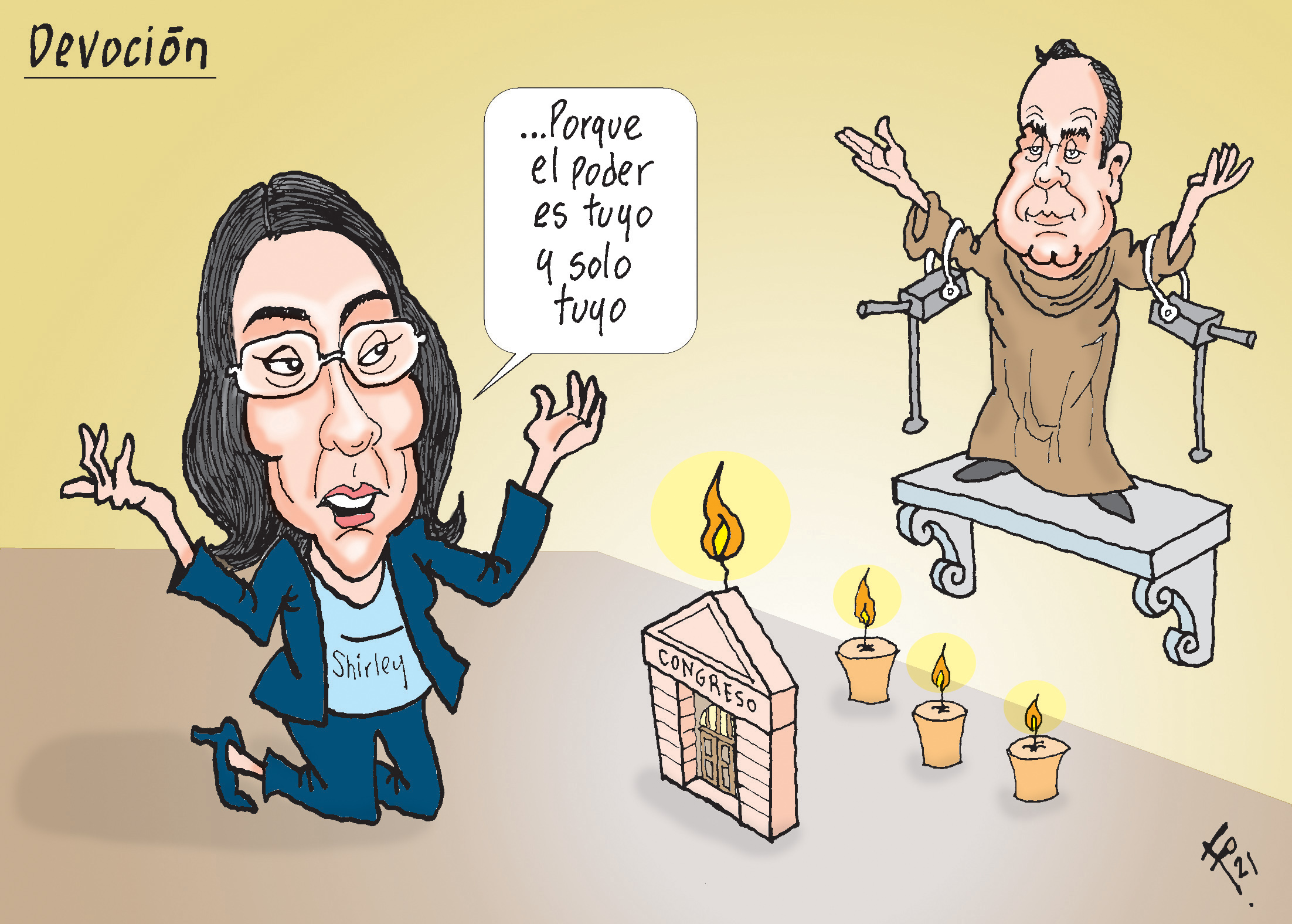 Personajes: Shirley Rivera y Alejandro Giammattei.