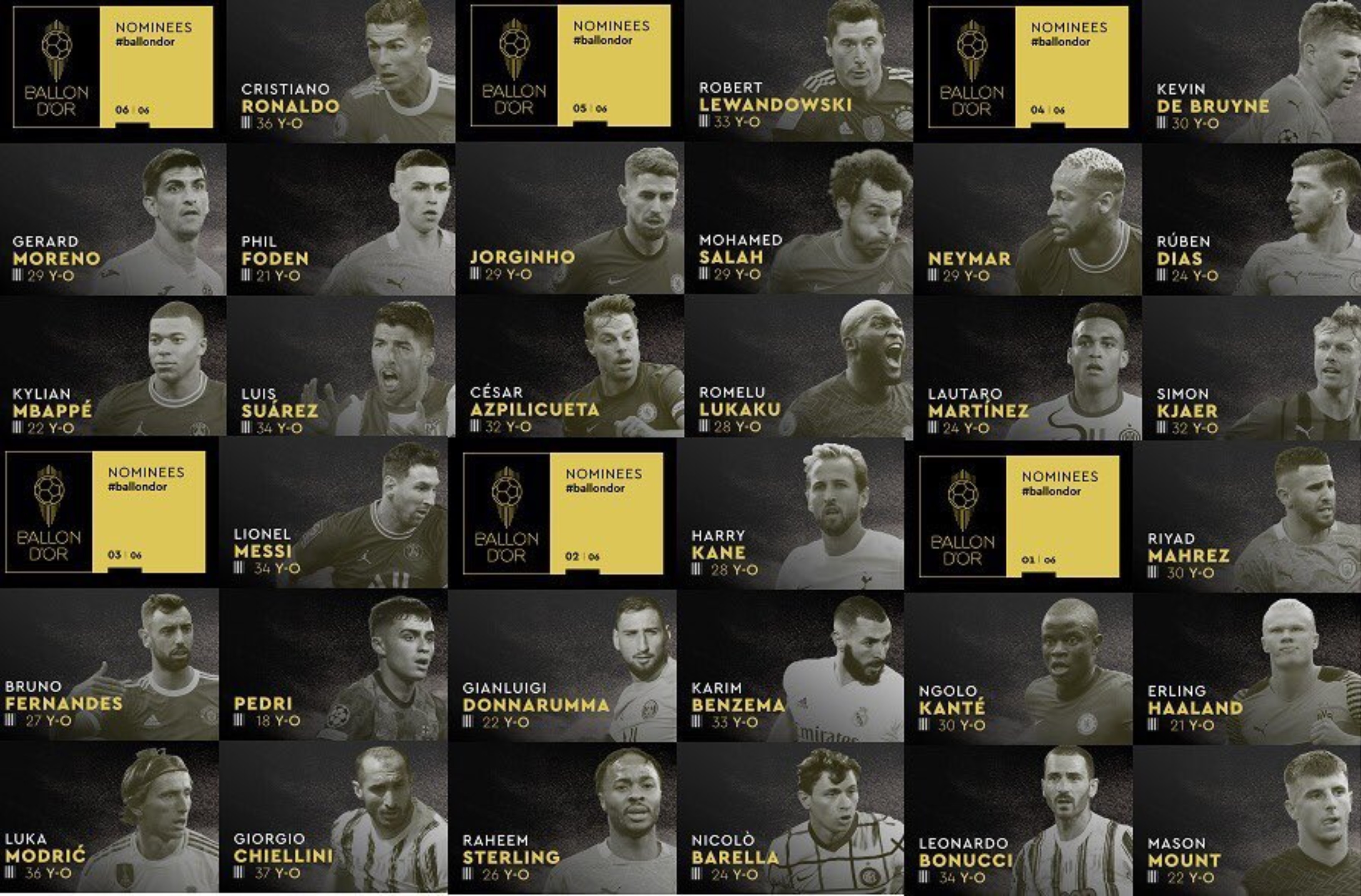 Estos son los nominados para el Balón de Oro 2021; Messi, Cristiano