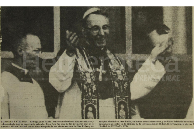 El papa Juan Pablo I será beatificado anunció El Vaticano. (Foto Prensa Libre: Hemeroteca PL) 