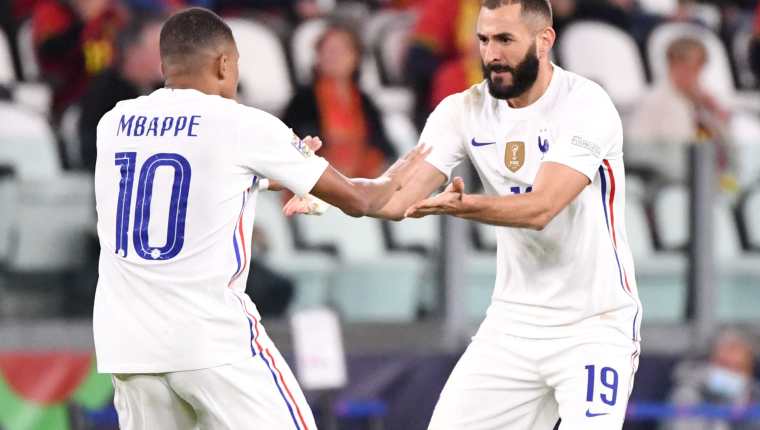 Kylian Mbappé y Karim Benzema fueron piezas clave en la remontada ante Bélgica durante la semifinal de la Liga de Naciones de la Uefa. Ahora jugarán ante España la final. Foto @equipedefrance
