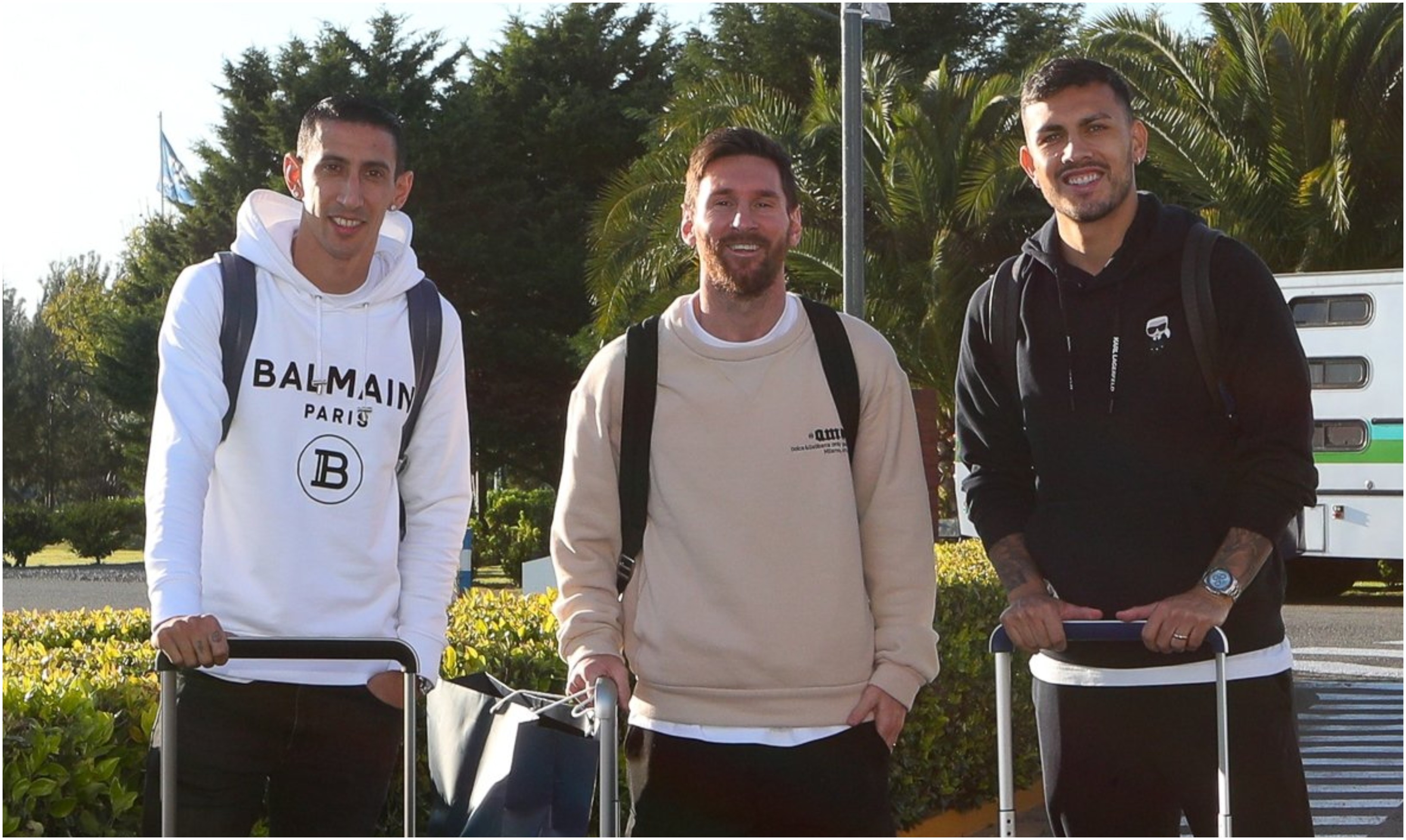 Ángel Di María, Lionel Messi y Leandro Paredes ya se incorporaron a la Selección de Argentina para los tres juegos eliminatorios para Qatar 2022. Foto @Argentina