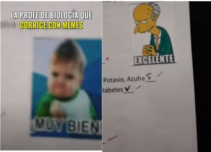 Video: maestra corrigió las pruebas con memes y se hizo viral