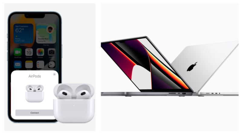 Apple presentó la tercera generación de auriculares AirPods y MacBook Pro integran chips de 10 núcleos. (Foto Prensa Libre: EFE) 