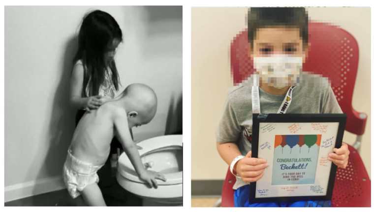 Beckett, el niño con cáncer que protagonizó una foto viral, superó la batalla. (Foto Prensa Libre: Facebook)