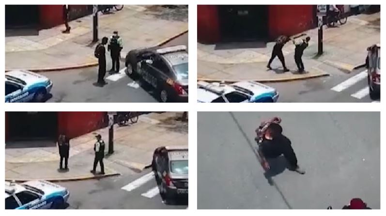 Sujeto ataca con un cuchillo a policía. (Foto Prensa Libre: Facebook)