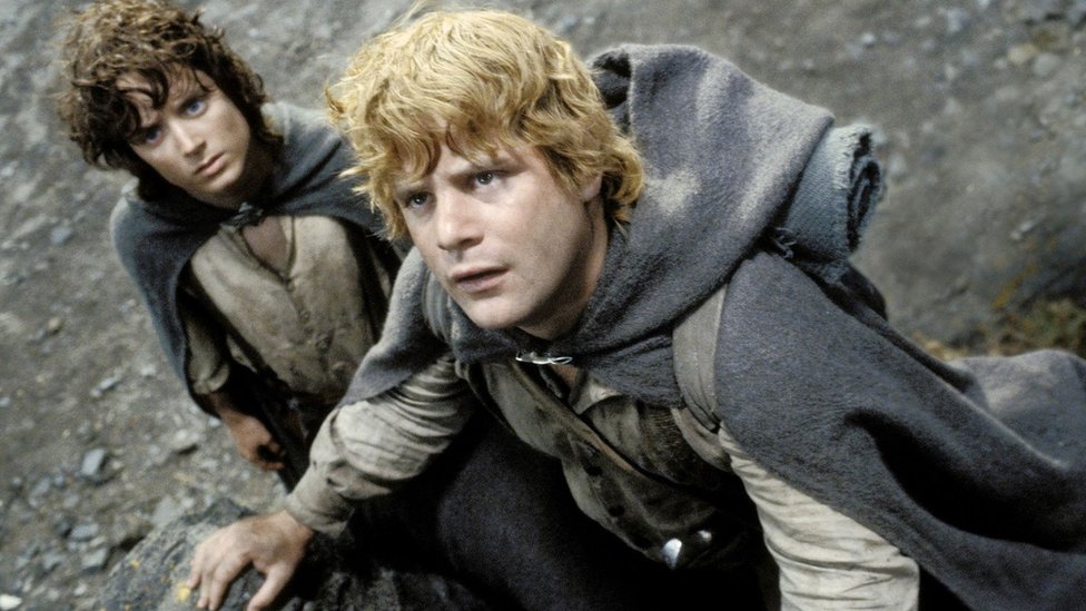 El señor de los anillos está protagonizada por Elijah Wood comos Frodo y Sean Astin como Sam. New Line Cinema