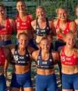 La selección noruega femenina de balonmano de playa que fue multada por no utilizar la parte baja del bikini como lo exigía el reglamento.