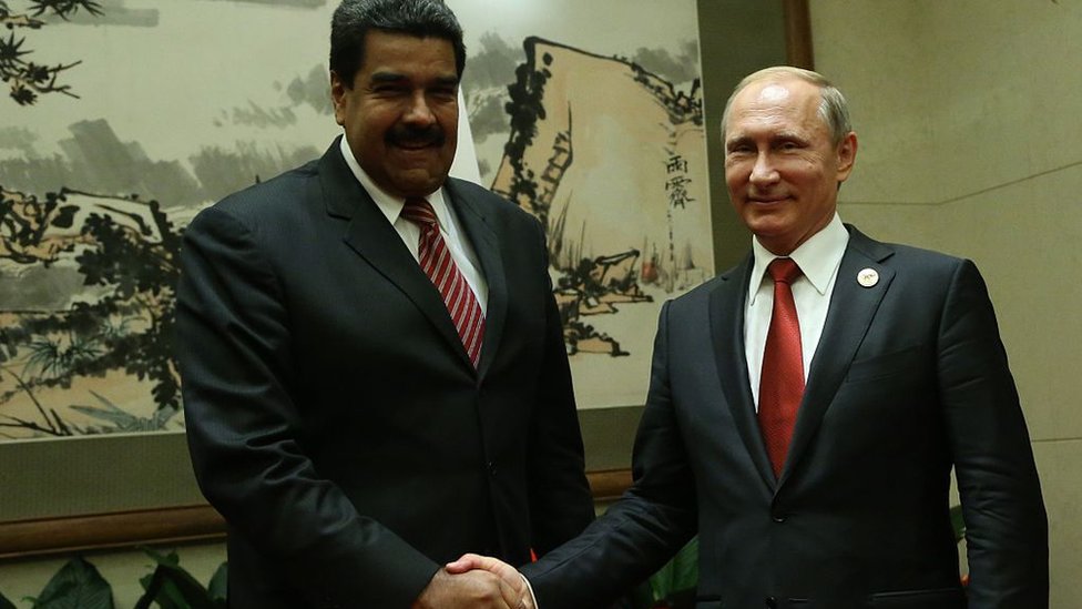 Nicolás Maduro y Vladímir Putin, mandatarios de dos de los países que reconocieron la reelección de Ortega. (GETTY IMAGES)